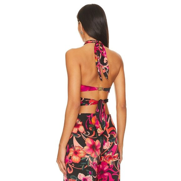 CIN CIN Hurricane Wrap Top in Hibiscus Pink Floral - Picture 3 of 4